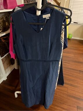 Balenciaga Navy V-Neck Midi Sheath Dress